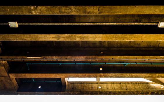 Concrete structure of building and stair under the skytrain station, Ceiling mounted