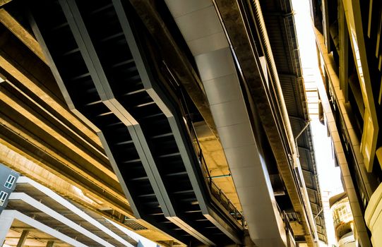 Concrete structure of building and stair under the skytrain station, Ceiling mounted