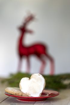 gingerbread heart a christmas cookie on wood