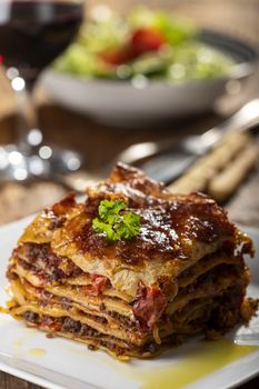 portion of lasagna on a plate