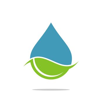 Drop Water with Green Leaf Logo Template Illustration Design. Vector EPS 10.