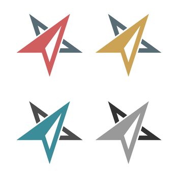 set Abstract Arrow Star Compass Rose Logo template Illustration Design. Vector EPS 10.