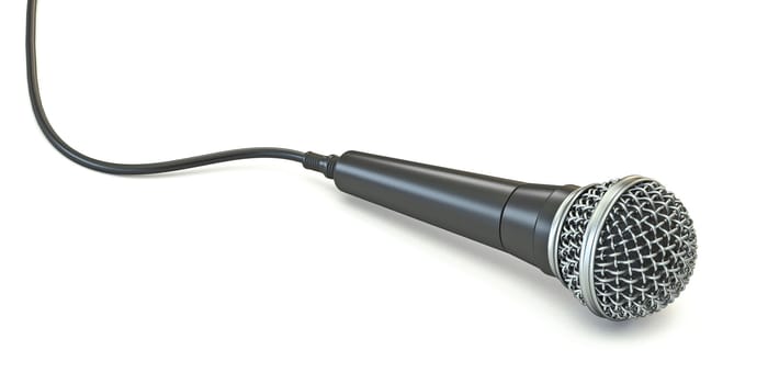 Microphone with cable 3D render illustration isolated on white background