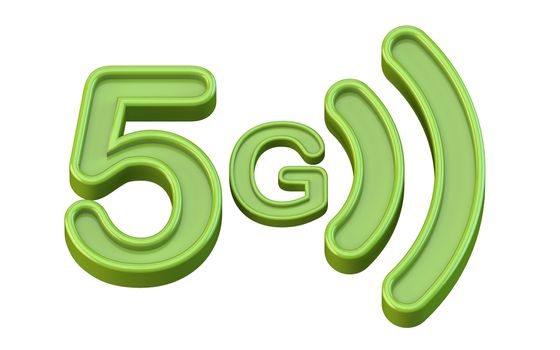 Green 5G icon 3D render illustration isolated on white background