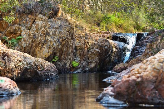 A natural freshwater stream in a rocky river ravine, Rustenburg, South Africa