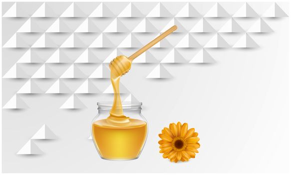 honey with sunflower extracts on paper cut background