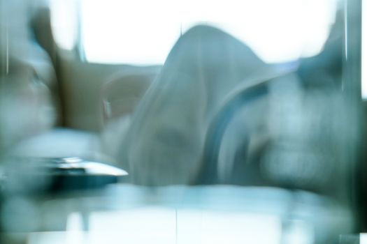 Abstract blur of Elderly patients in hospital bed background