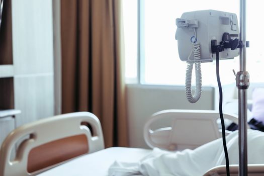 image of infusion pump with Elderly patients in hospital bed