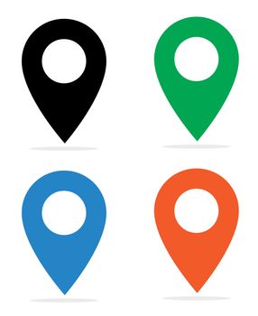 gps navigation application. set map colors icon on white background. map color sign. map point. flat style. location pin icon symbol for your web site design, logo, app, UI. map pointer symbol.