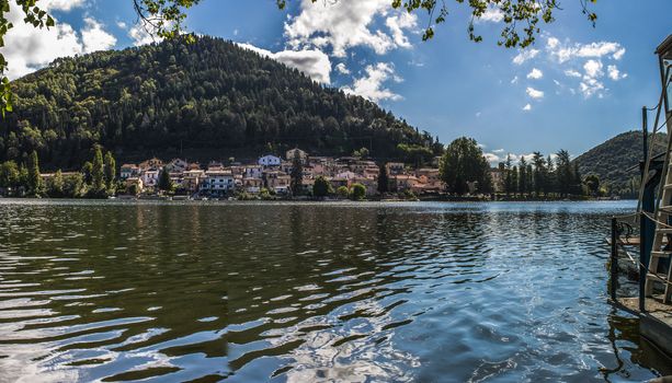panorama of a lake in Tuscany at sunny day