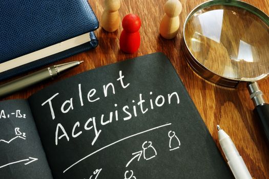 Talent acquisition sign in the note. Recruitment concept.