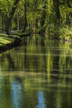 panorama of a lake in Tuscany at sunny day