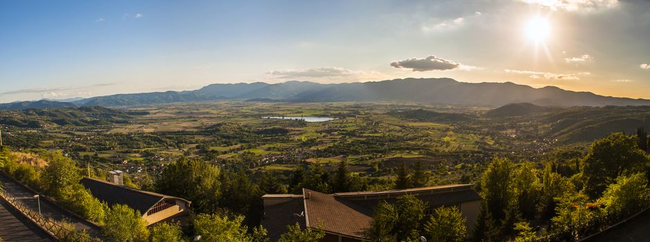 Village in Umbria (Italy) and mountains at summer