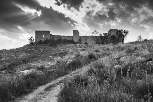 Ancient ruins of an old castle located in sicily