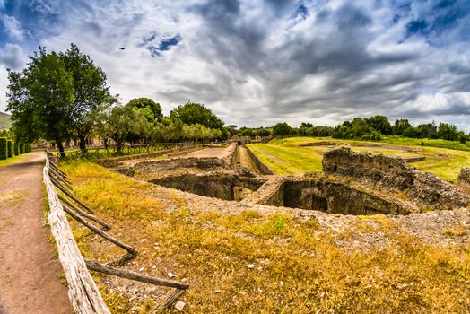 Ancient ruins of Villa Adriana, residence of the emperors of Rome.