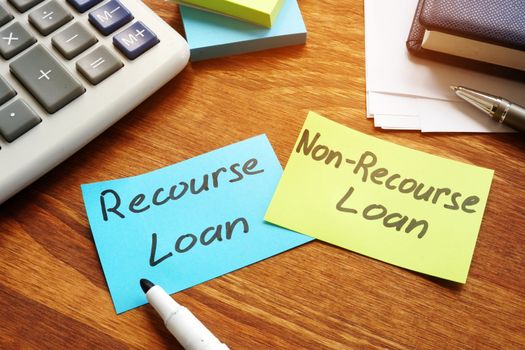 Recourse Loan or Non-Recourse Loan choosing. Color memo sticks with inscriptions.