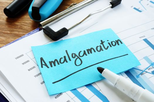 Amalgamation written on the blue memo stick.