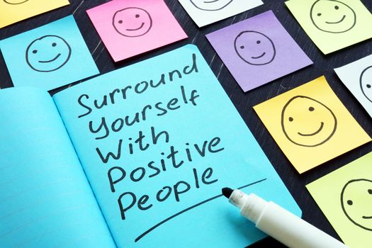 Surround Yourself with Positive People motivation phrase.