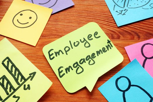 Employee Engagement on colorful memo sticks.