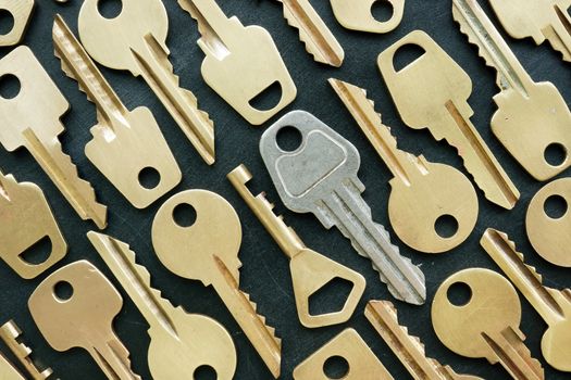 Key to success surrounded yellow keys. Be different.