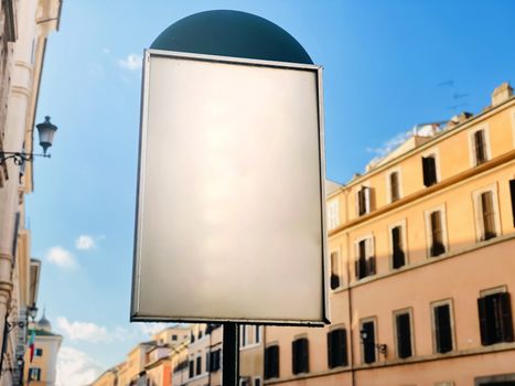 Blank street advertising poster. Ideal for mock ups. Communication and advertising in the city