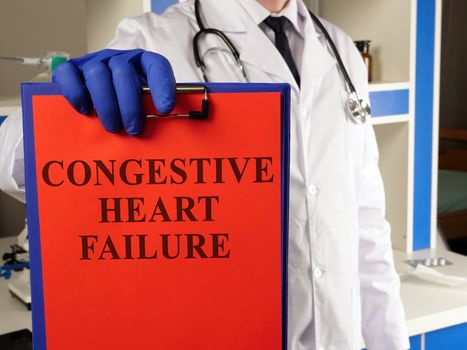 Doctor shows diagnosis Congestive heart failure CHF.