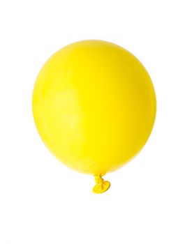 Yellow balloon inflated isolated on white background