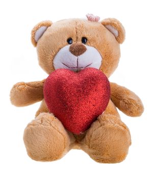 Teddy Bear Holding a Heart on white background