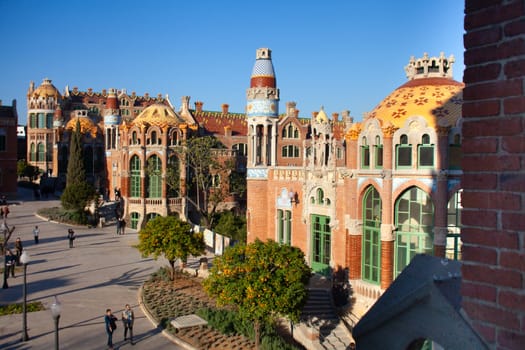 Barcelona, Spain - 7 March 2014: Hospital de Sant Pau, modernist architecture complex