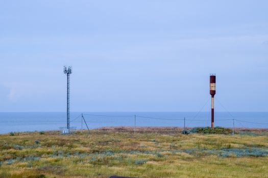 Seaside landscape by the Sea of Azov, the village of For the Motherland.