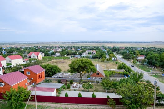 The village for the homeland. Top view of the village in the Krasnodar Territory of Russia.