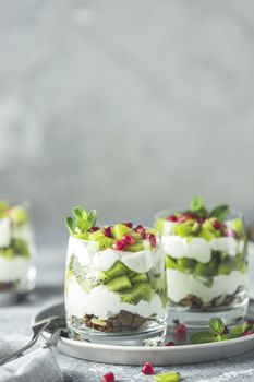 Vibrant fruit parfait would be just as tasty for breakfast as for dessert, with its refreshing layers of creamy coconut yogurt, tangy kiwi and zesty lime.