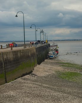 CANCALE, FRANCE - April 7th 2019 - Fishing boats docked at pier