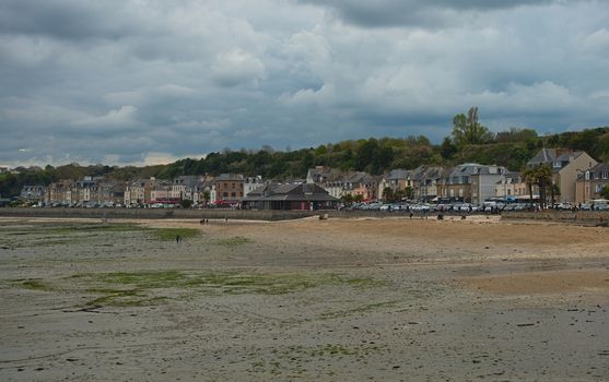 Sandy beach and Atlantic coast town Cancale, France