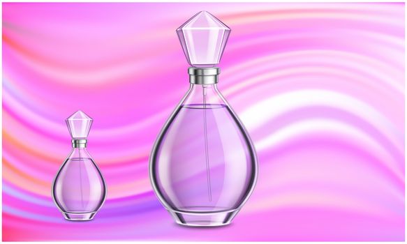 mock up illustration of female perfume on abstract background