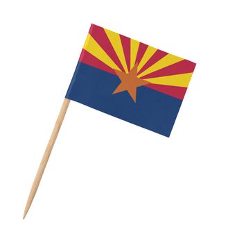 Small paper US-state flag on wooden stick - Arizona - Isolated on white