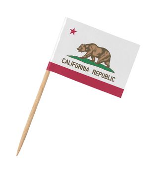 Small paper US-state flag on wooden stick - California - Isolated on white