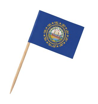 Small paper US-state flag on wooden stick - New Hampshire - Isolated on white