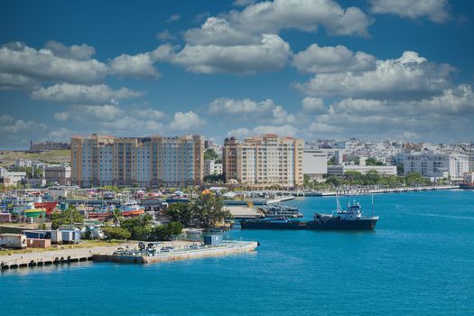 Boats and a boatyard on the coast of San Juan, Puerto Rico