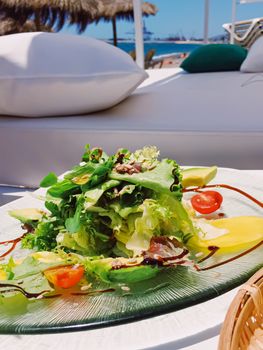 Lunch outdoors in summer, travel and holiday