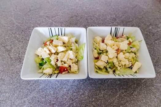 Lanashire Cheese and Tomato salad lunch in a bowl