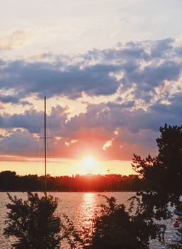 City park near lake Zurich in Switzerland, summertime