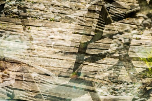 Double Exposure of Abstract Background wth chairs and garden