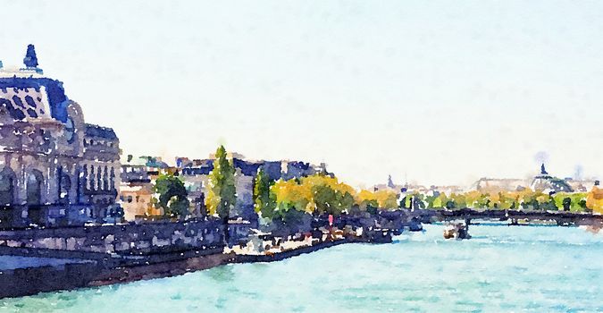 Watercolour Art Print, Travel in Europe Scene as Vintage Home Decor