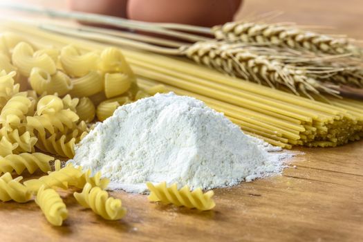 The concept of producing different types of pasta made from flour and eggs.