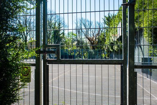 Steel fence around outdoor space in Happy Mount Park
