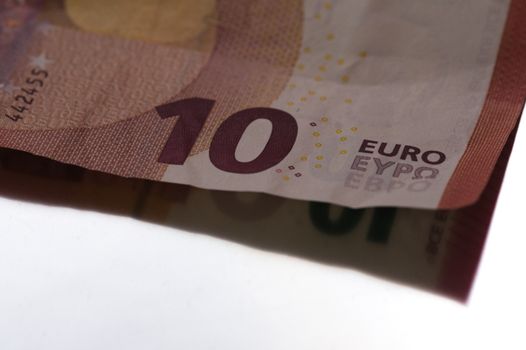 close up of ten euro money
