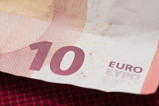 close up of ten euro money