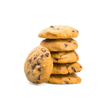 Chocolate round cookie isolated on white background