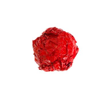 crumpled color paper ball isolated on white background